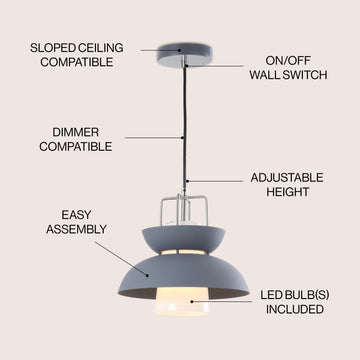 Paul 11" Farmhouse Metal LED Pendant - JONATHAN Y